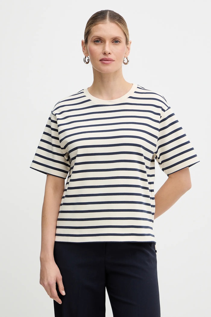 Bavlněné tričko Weekend Max Mara MULTID hladký béžová 2615941031600