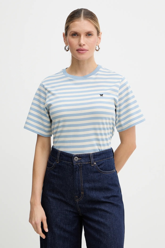 Weekend Max Mara tricou din bumbac VENACO curele albastru 2615971031600