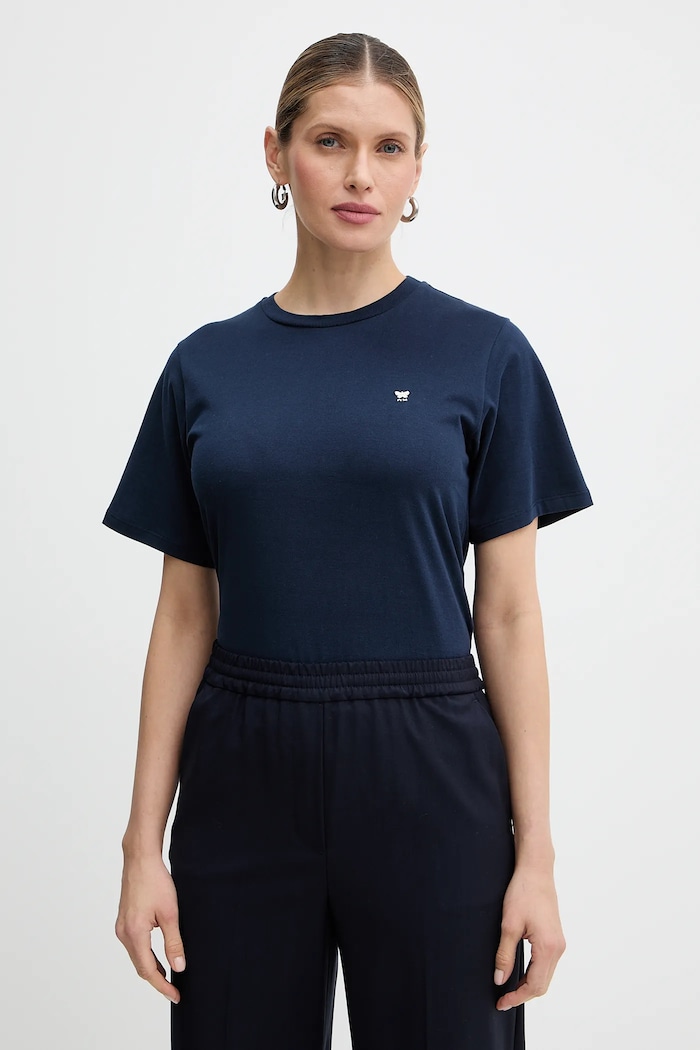 Bavlněné tričko Weekend Max Mara VENACO nášivka námořnická modř 2615971031600