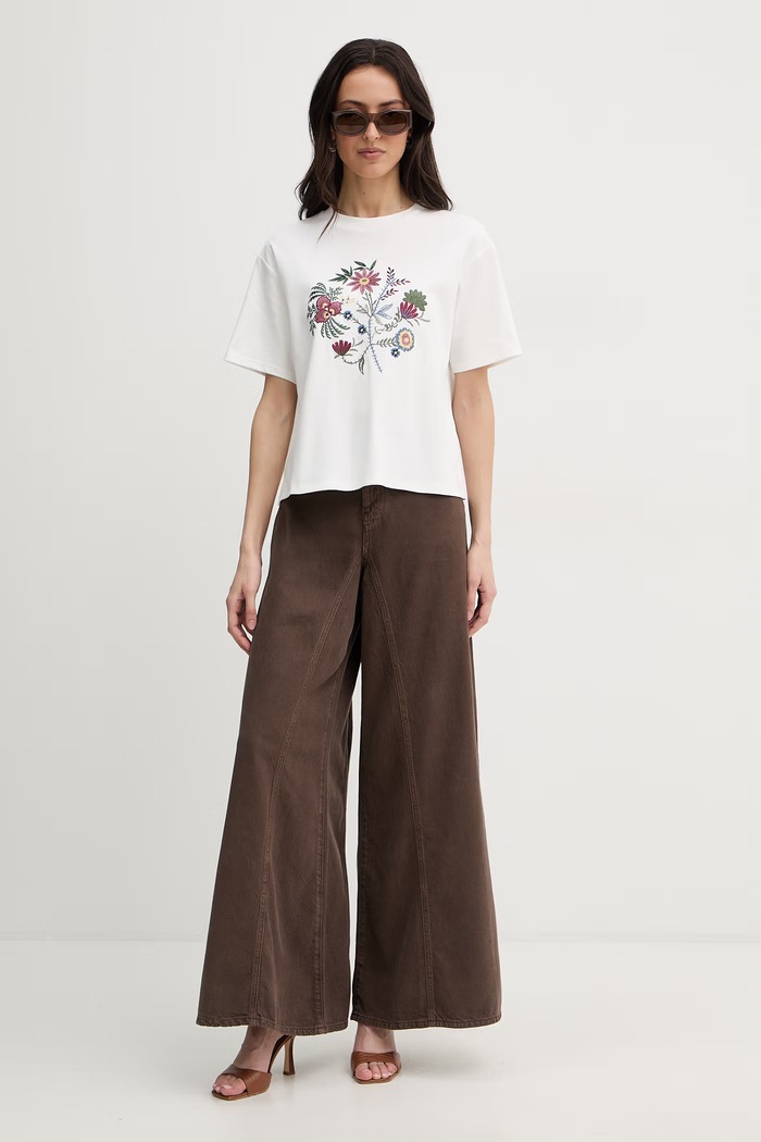 Βαμβακερό μπλουζάκι Weekend Max Mara SABATO 2615941112600 μπεζ SS26