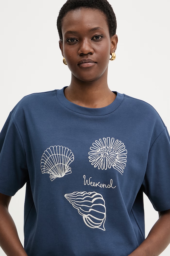 Weekend Max Mara tricou din bumbac SABATO bleumarin 2615941112600