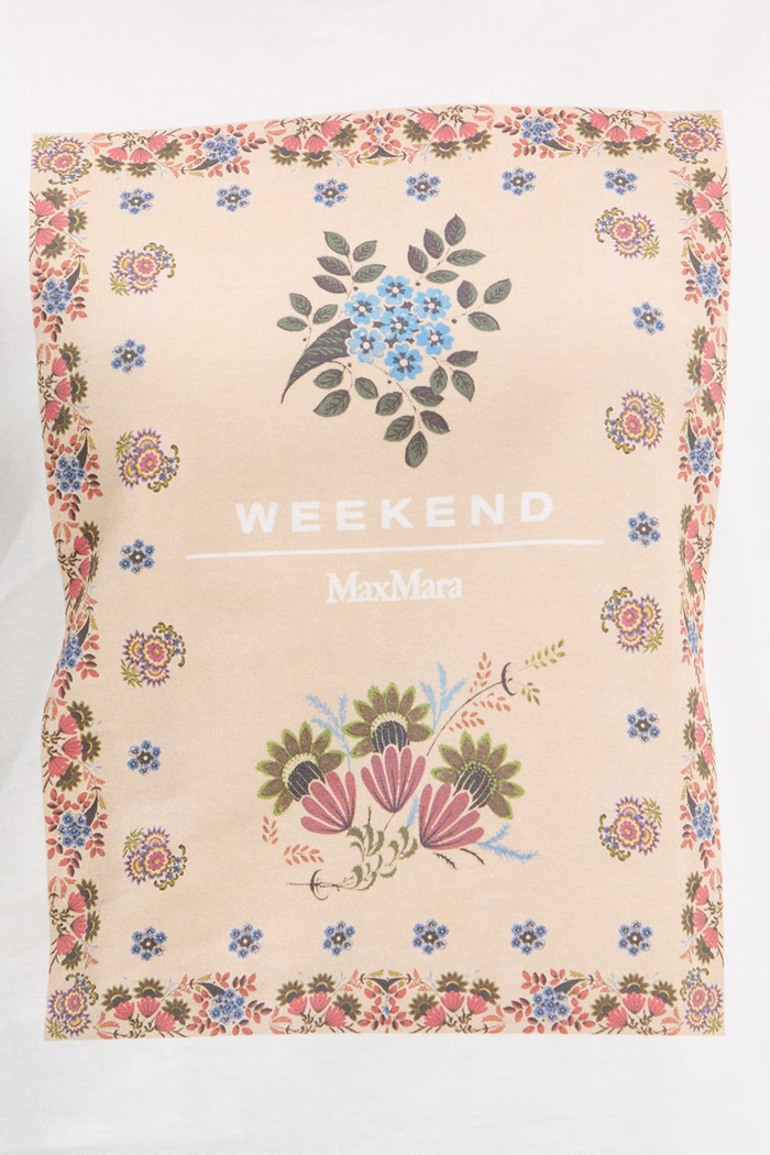 Βαμβακερό μπλουζάκι Weekend Max Mara PANTERA 2615971032600 λευκό