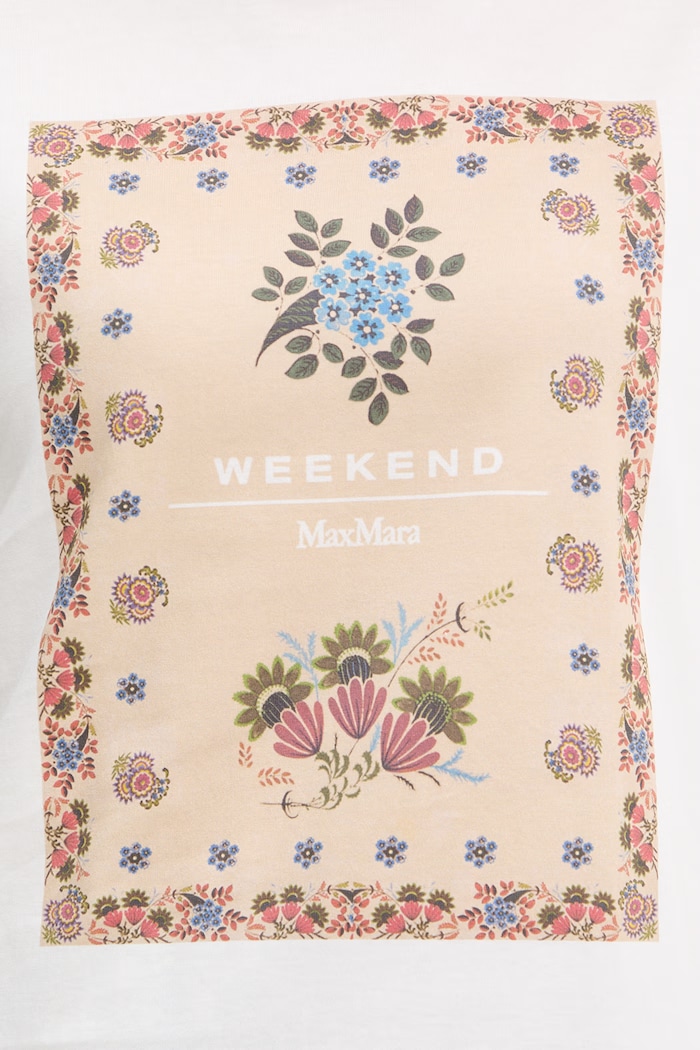 Βαμβακερό μπλουζάκι Weekend Max Mara PANTERA 2615971032600 λευκό