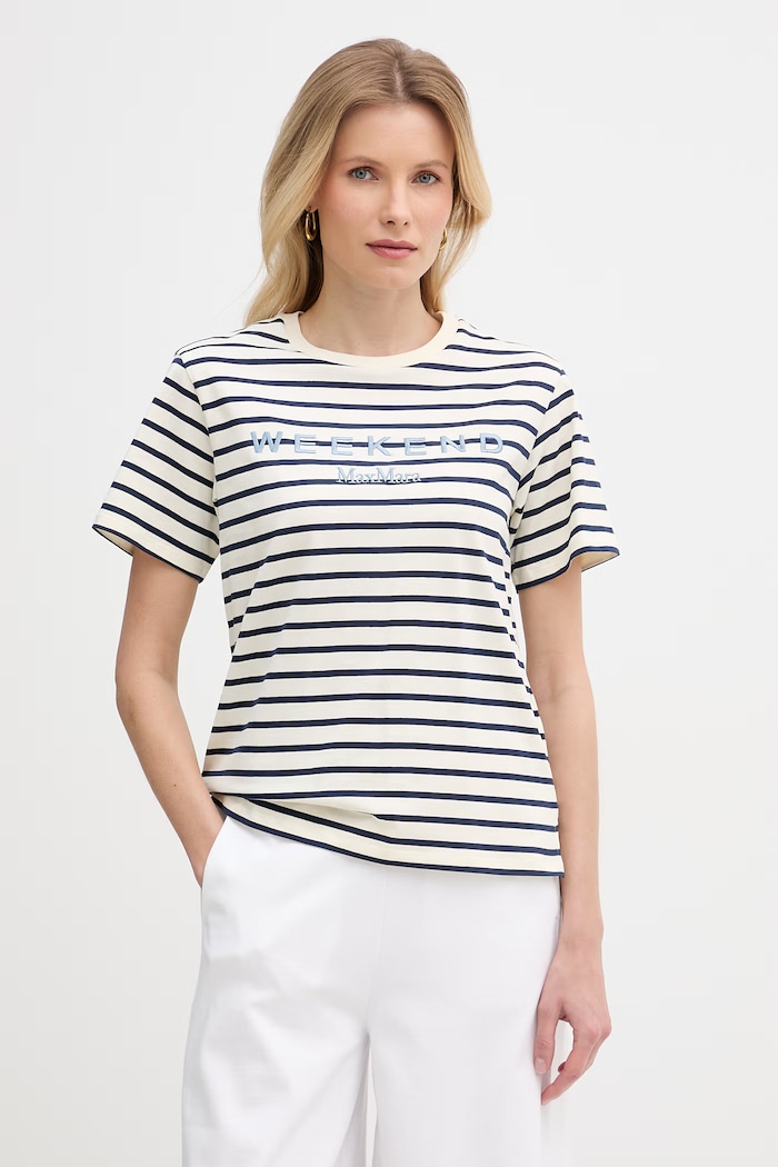 Bavlněné tričko Weekend Max Mara BORA potisk béžová 2615971042600
