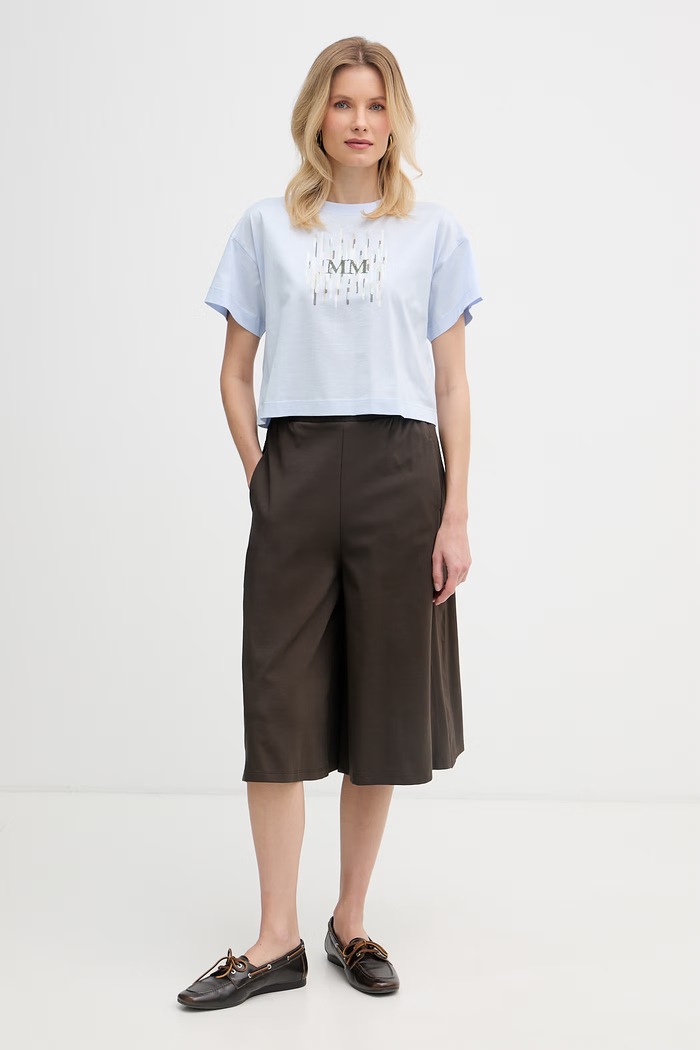 MM by Max Mara T-shirt damski bawełniany FUNALE 2616941048600 niebieski SS26