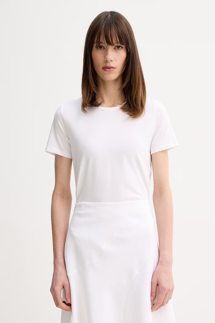 MM by Max Mara tricou basic pentru femei din bumbac cu elastan MULINO alb 2616971018600