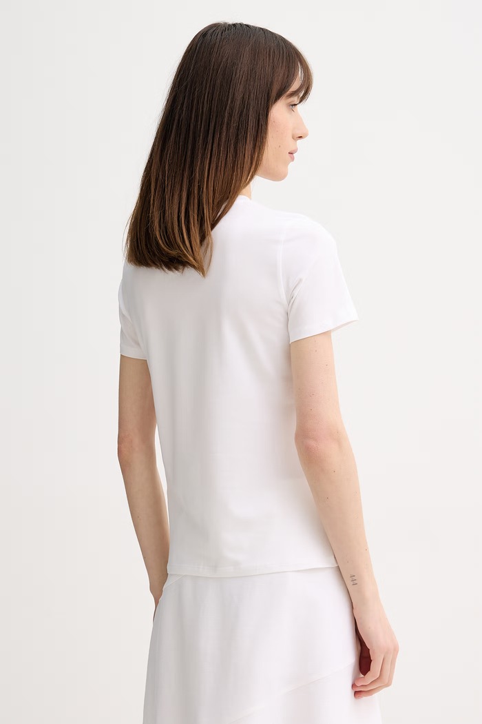 Îmbrăcăminte MM by Max Mara tricou basic pentru femei din bumbac cu elastan MULINO 2616971018600 alb