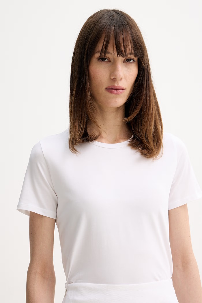 MM by Max Mara tricou basic pentru femei din bumbac cu elastan MULINO alb 2616971018600