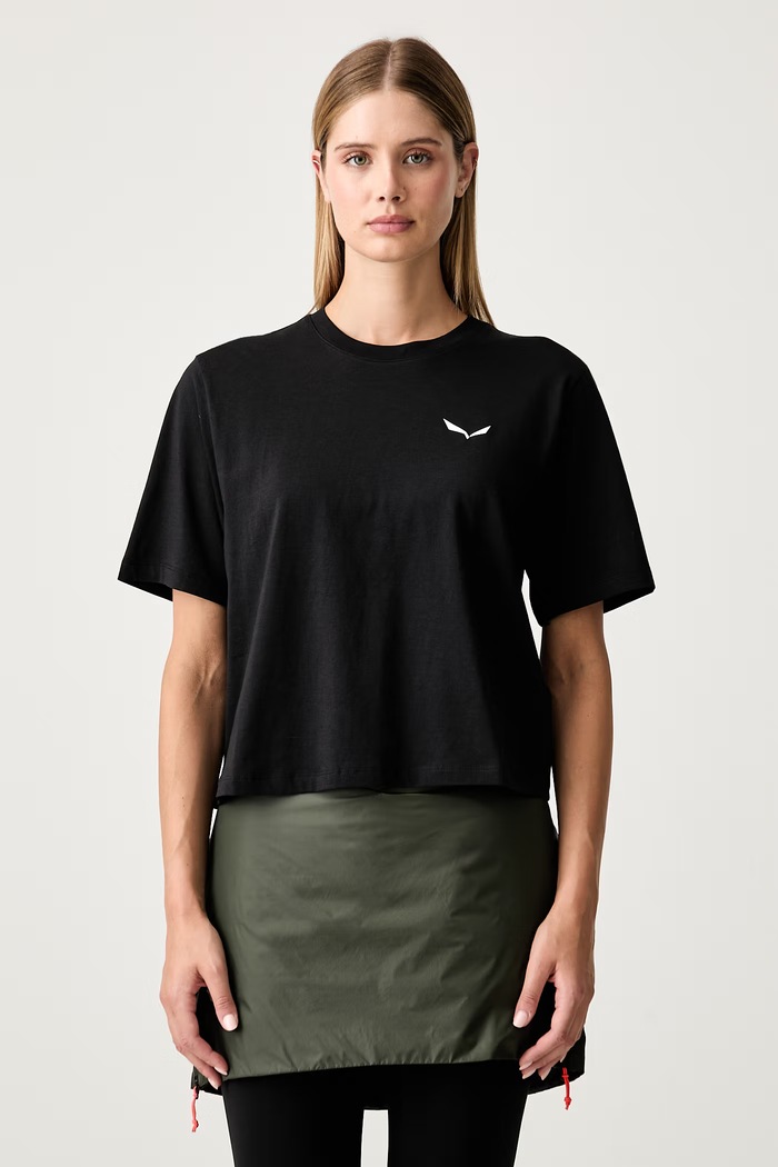 Odzież Salewa T-shirt sportowy damski z bawełną EAGLE LOOSE 00.0000029319 czarny
