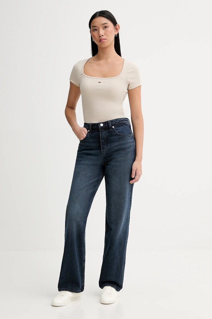 Tričko Tommy Jeans DW0DW21837 béžová SS26