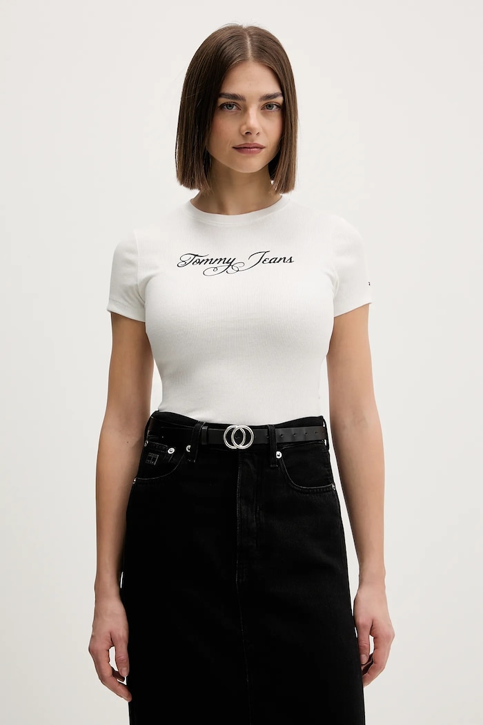 Tričko Tommy Jeans slim bílá DW0DW21838