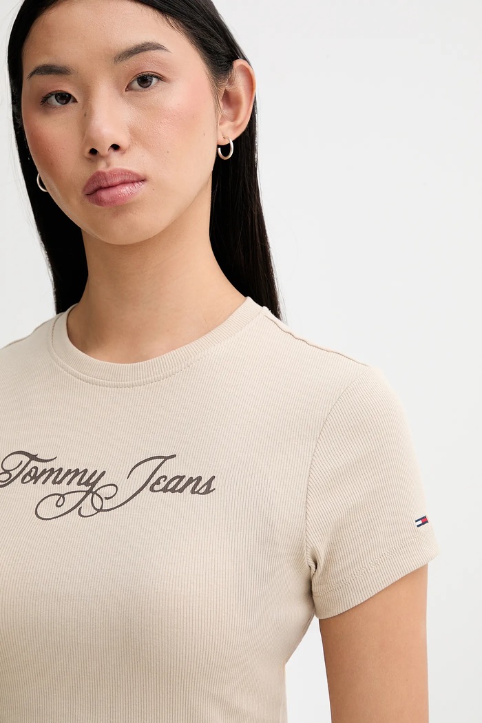 Tommy Jeans tricou bej DW0DW21838