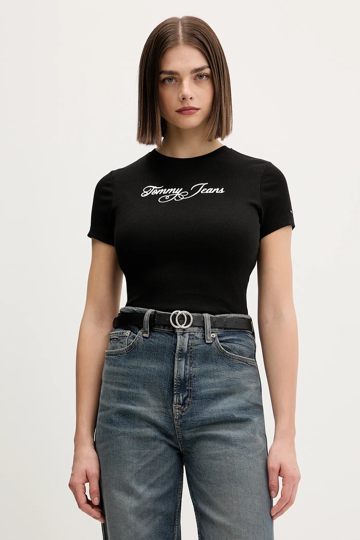 Tričko Tommy Jeans slim čierna DW0DW21838