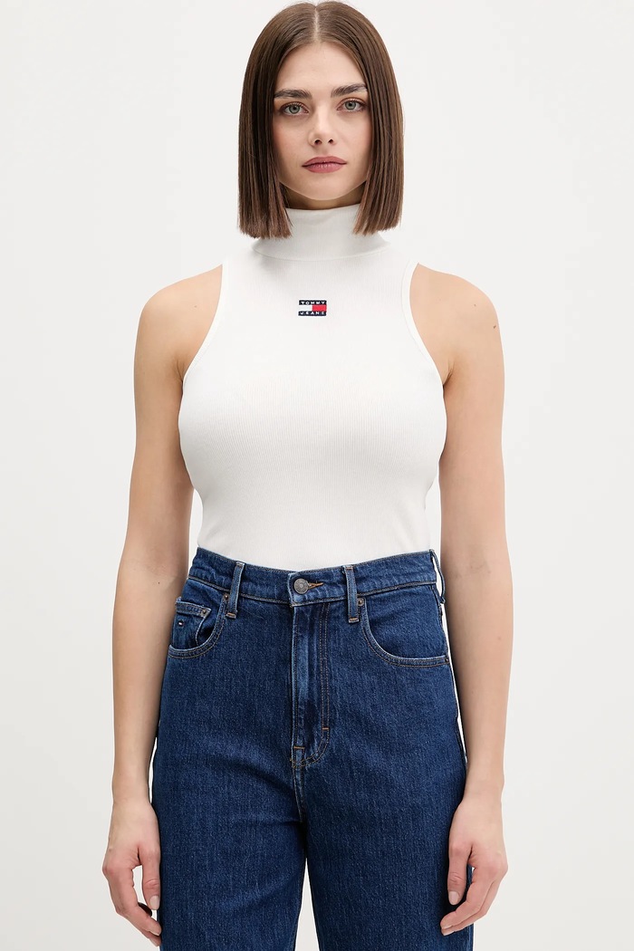 Top Tommy Jeans slim béžová DW0DW21840