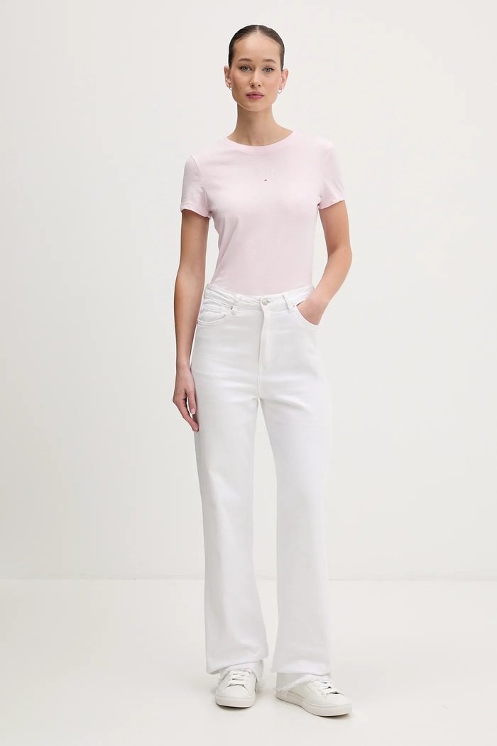 Bavlnené tričko Tommy Jeans DW0DW21841 ružová SS26