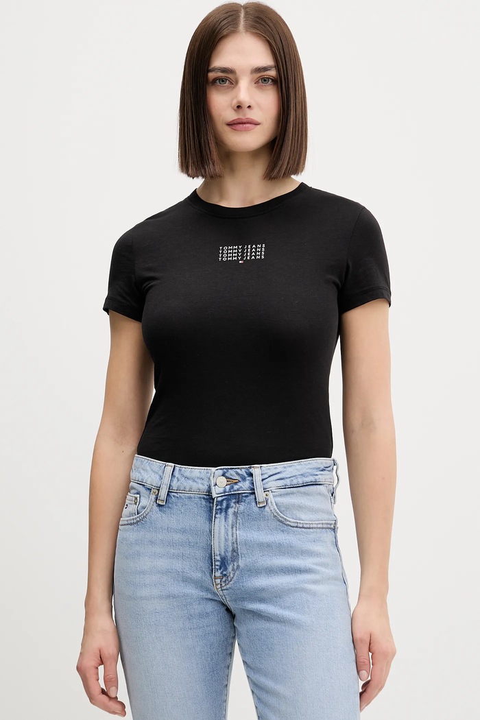Pamučna majica Tommy Jeans Planet friendly crna DW0DW21841