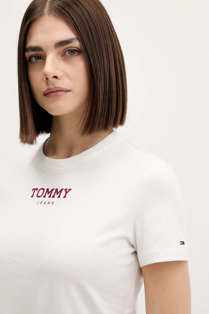 Bavlněné tričko Tommy Jeans bílá DW0DW21842