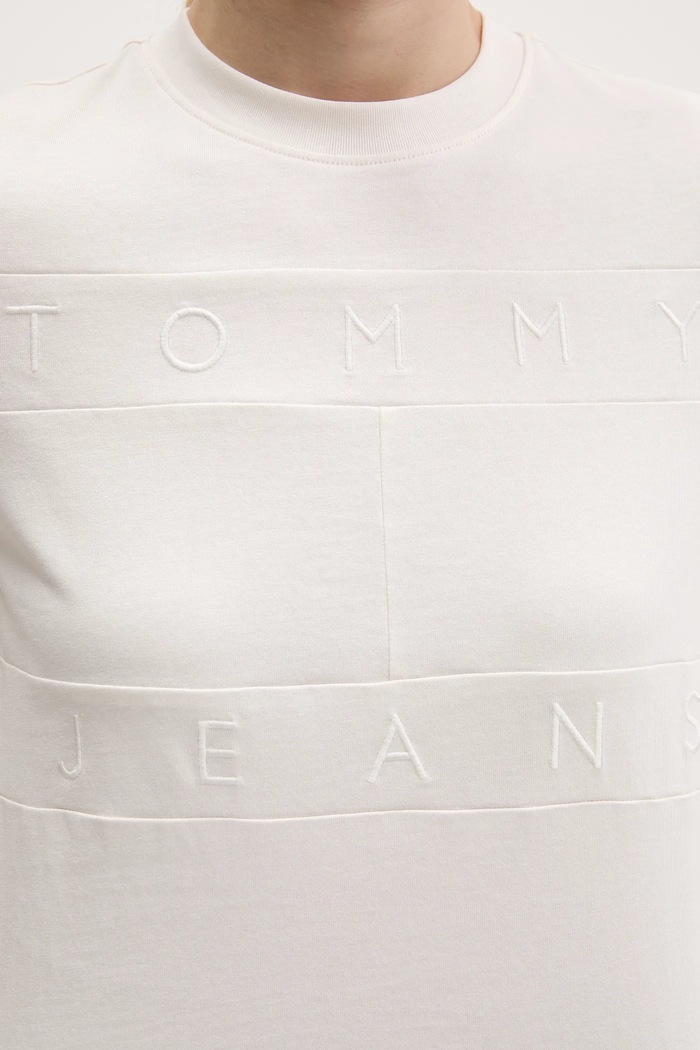Tommy Jeans pamut póló DW0DW22539 bézs