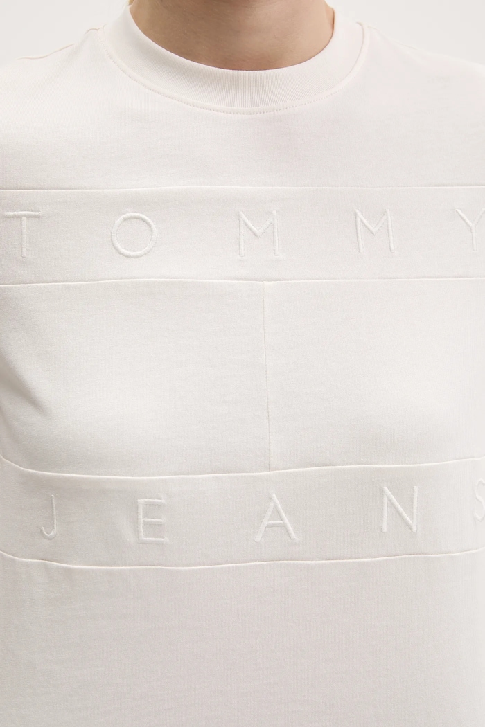 Tommy Jeans pamut póló DW0DW22539 bézs