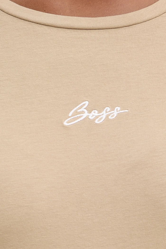 BOSS Orange tricou pentru femei din bumbac C Elove embro 50554696 bej