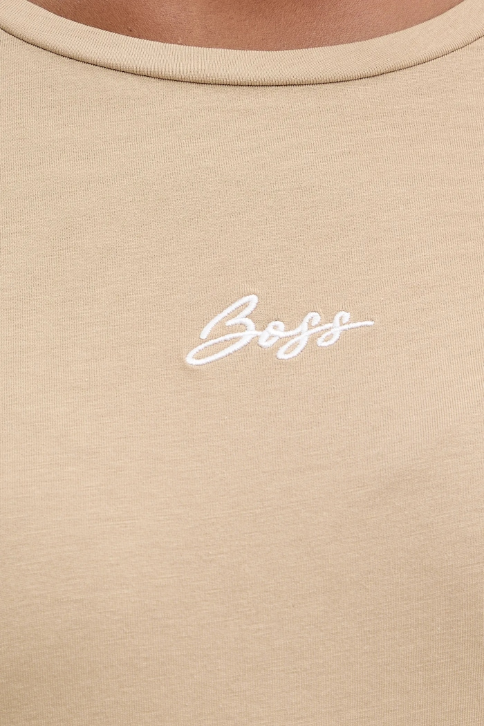 BOSS Orange tricou pentru femei din bumbac C Elove embro 50554696 bej