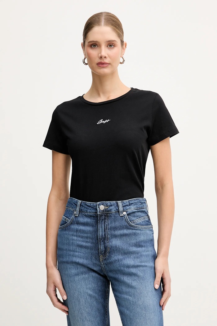 BOSS Orange tricou pentru femei din bumbac C Elove embro imprimeu negru 50554696