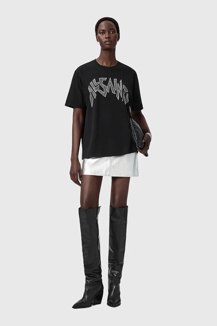AllSaints t-shirt bawełniany czarny W145JD