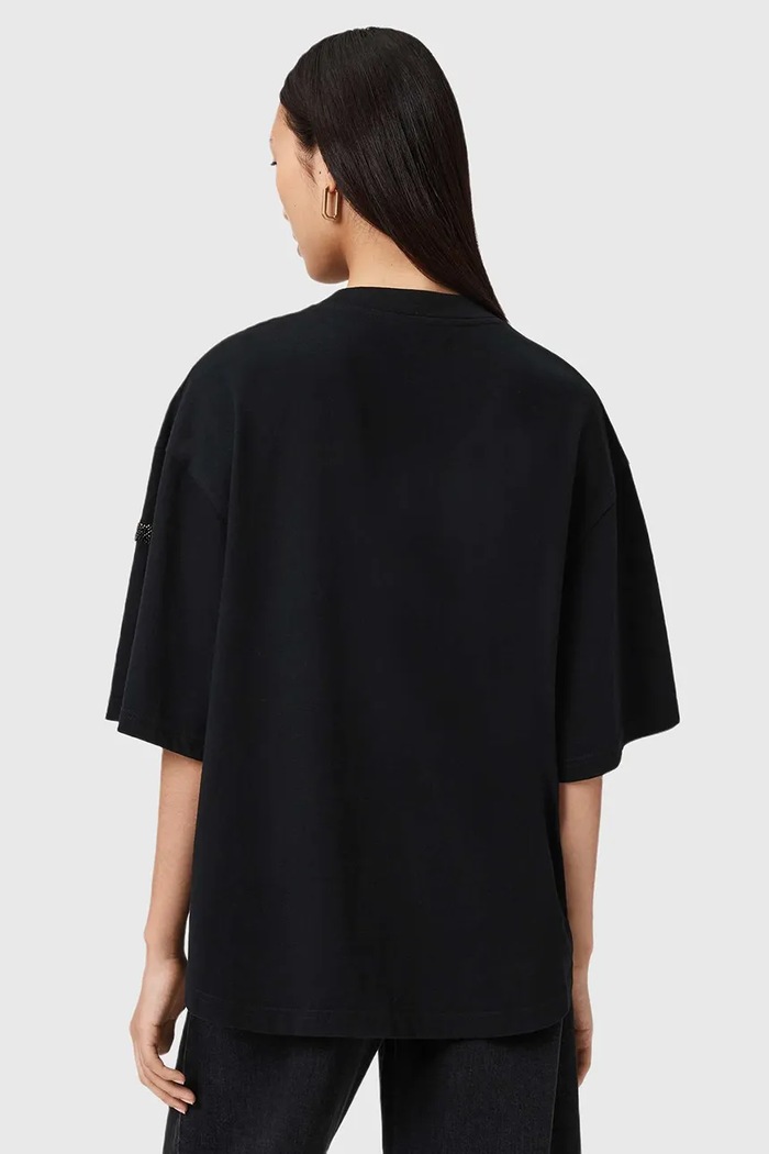 Bombažna kratka majica AllSaints W152JD črna SS26