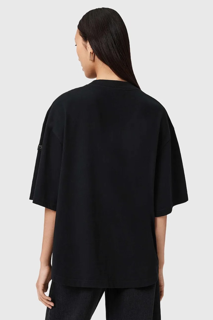 Bombažna kratka majica AllSaints W152JD črna SS26