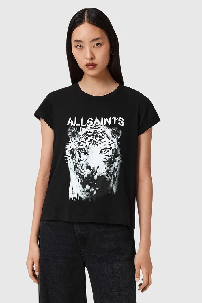 AllSaints t-shirt bawełniany nadruk czarny W106JD