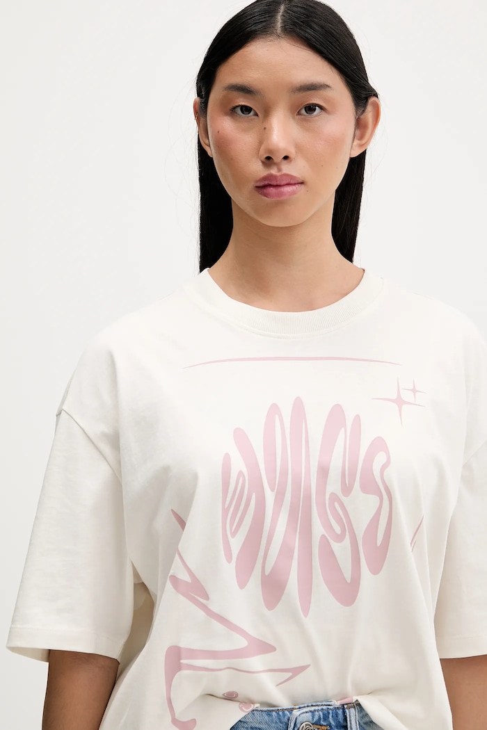 Бавовняна футболка Hugo Blue Oversized_Tee_B_8 бежевий 50554005