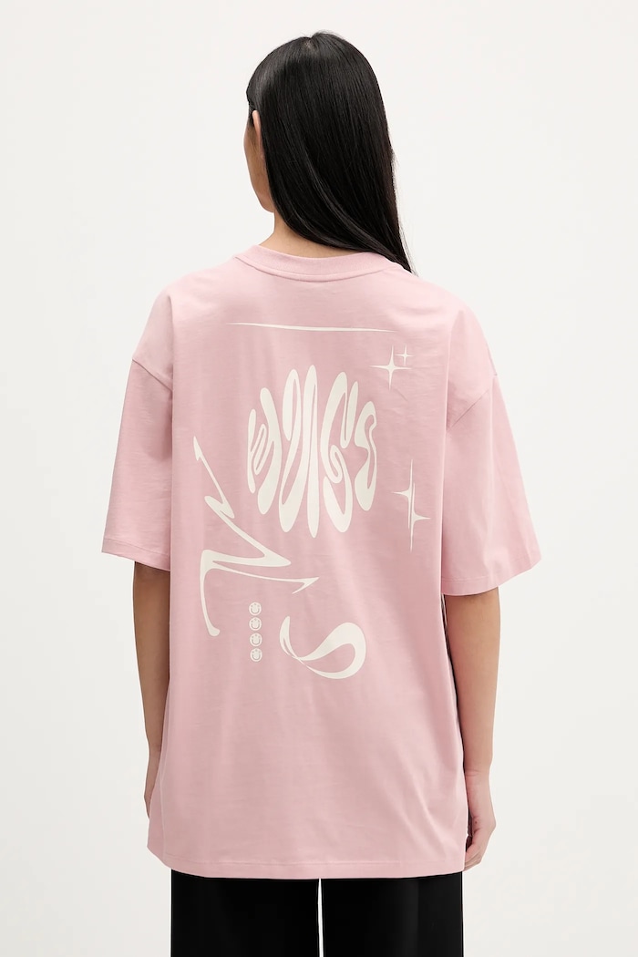 Bavlnené tričko Hugo Blue Oversized_Tee_B_8 potlač ružová 50554005
