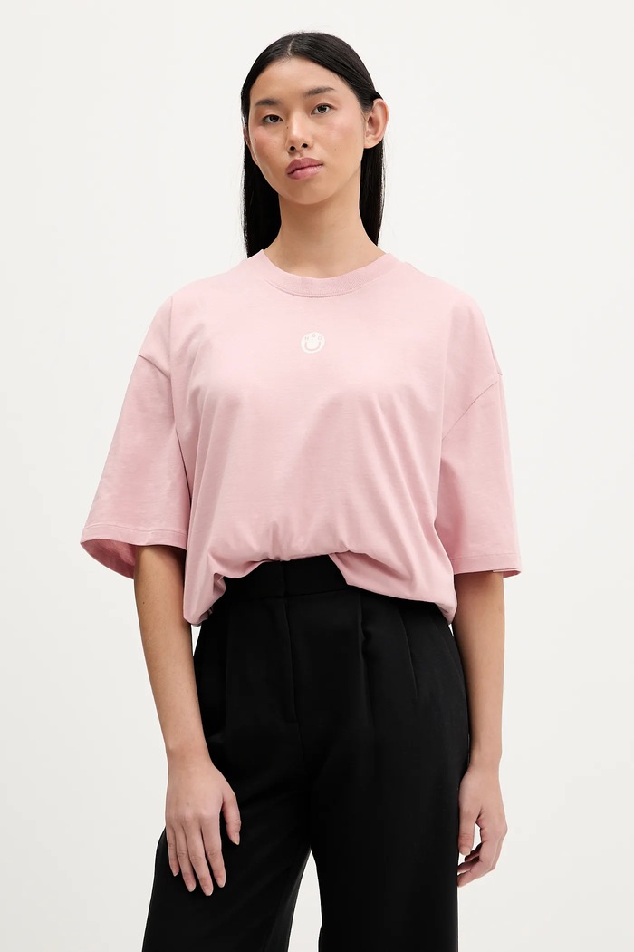 Oblečenie Bavlnené tričko Hugo Blue Oversized_Tee_B_8 50554005 ružová