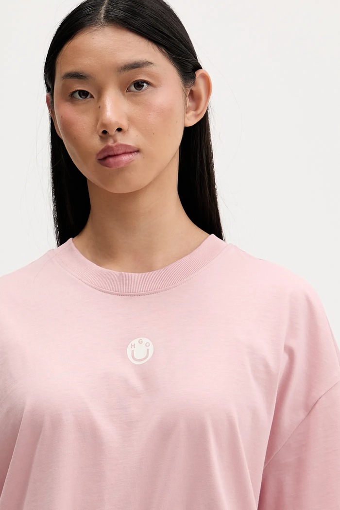 Bavlnené tričko Hugo Blue Oversized_Tee_B_8 ružová 50554005