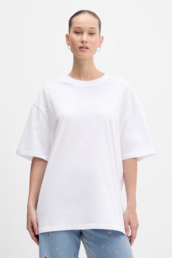 Памучна тениска Hugo Blue Oversized _Tee_B_9 свободна бял 50554940