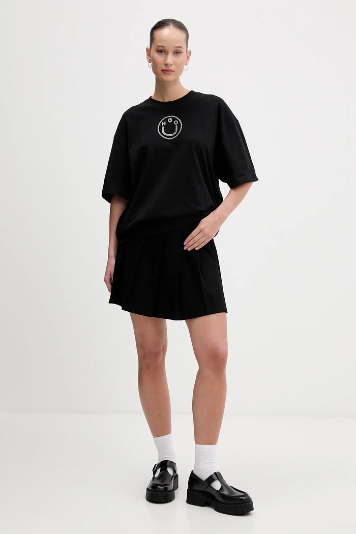 Βαμβακερό μπλουζάκι Hugo Blue Oversized _Tee_B_9 50554940 μαύρο SS26