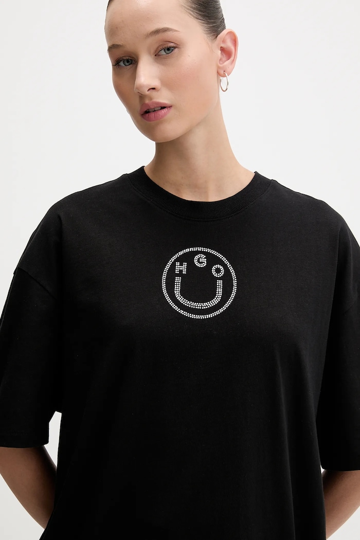 Βαμβακερό μπλουζάκι Hugo Blue Oversized _Tee_B_9 μαύρο 50554940