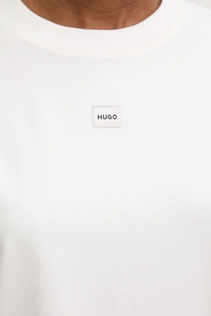 HUGO oversize tričko dámske s modalom SIGNATURE_TSHIRT 50556807 béžová