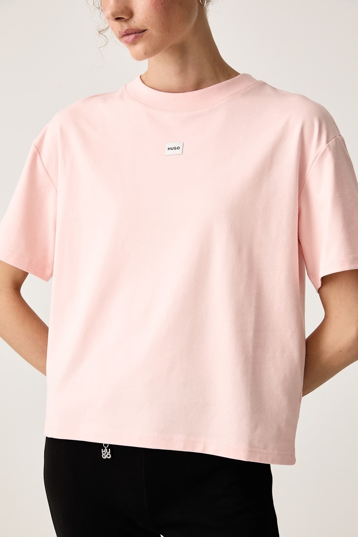 T-shirt oversize damski z modalem SIGNATURE_TSHIRT HUGO 50556807 różowy