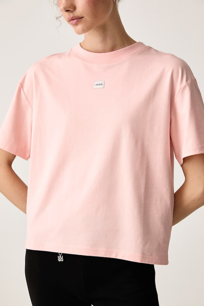 Oversize tričko dámske s modalom SIGNATURE_TSHIRT HUGO 50556807 ružová