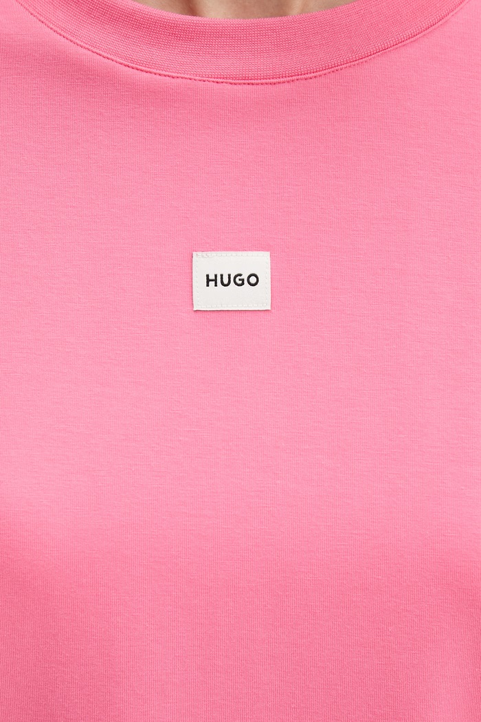 HUGO oversize tričko dámske s modalom SIGNATURE_TSHIRT 50556807 ružová