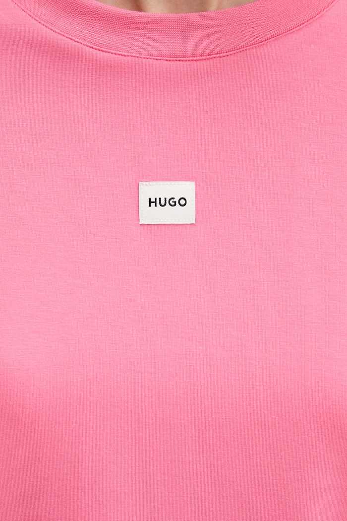 HUGO oversize tričko dámske s modalom SIGNATURE_TSHIRT 50556807 ružová