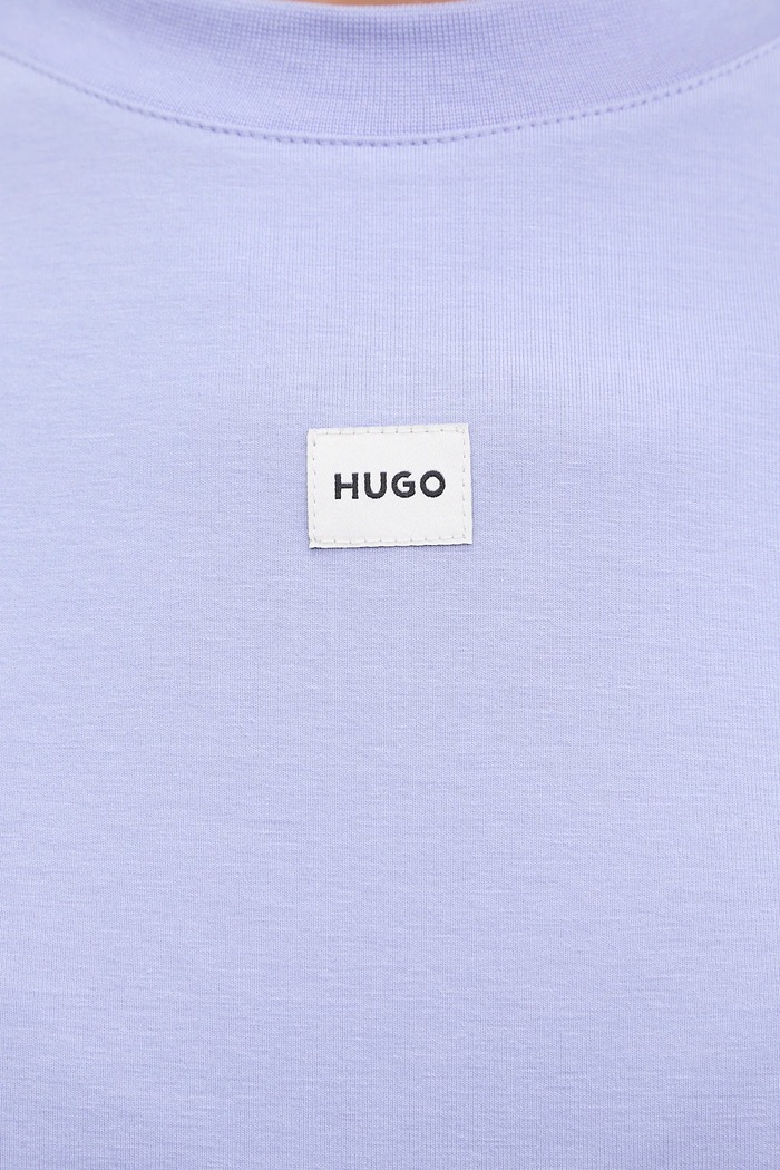 HUGO T-shirt oversize damski z modalem SIGNATURE_TSHIRT 50556807 fioletowy