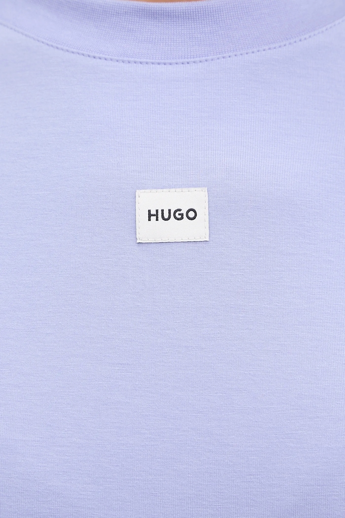 HUGO T-shirt oversize damski z modalem SIGNATURE_TSHIRT 50556807 fioletowy