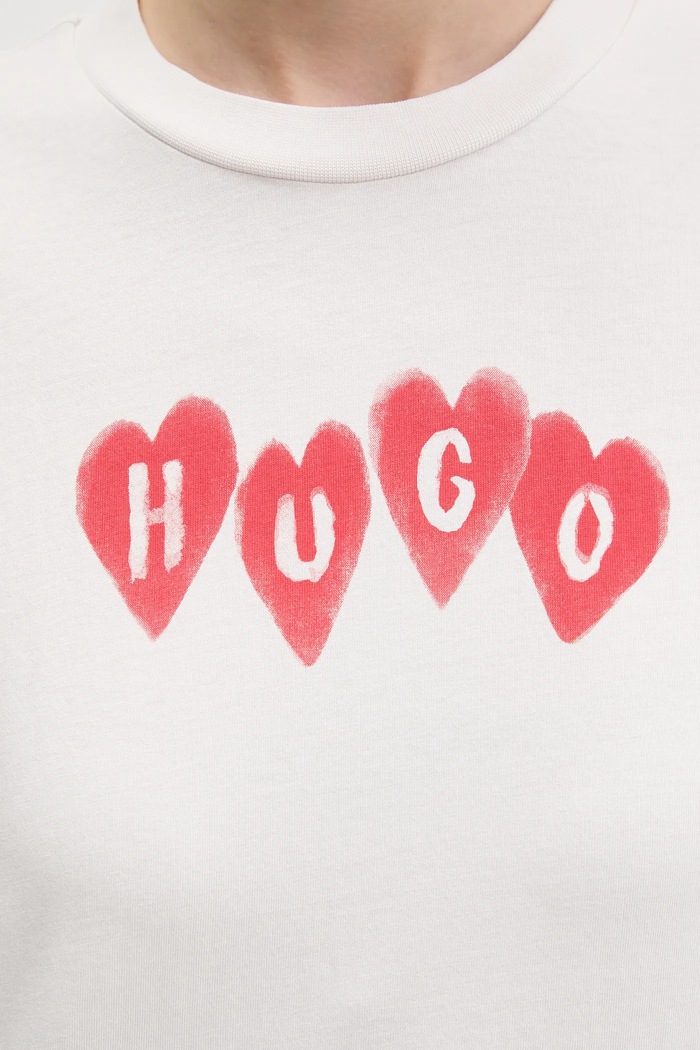 HUGO pamut póló Vintage Tee_22 50561164 bézs