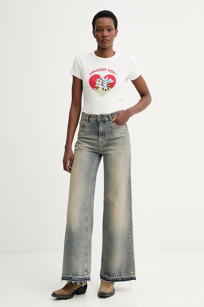 Kenzo t-shirt bawełniany FG52TS2084SK beżowy SS26