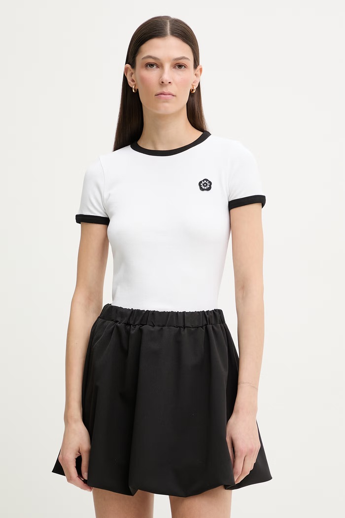 Kenzo t-shirt da donna in cotone con elastan bianco FG52TS2174SJ
