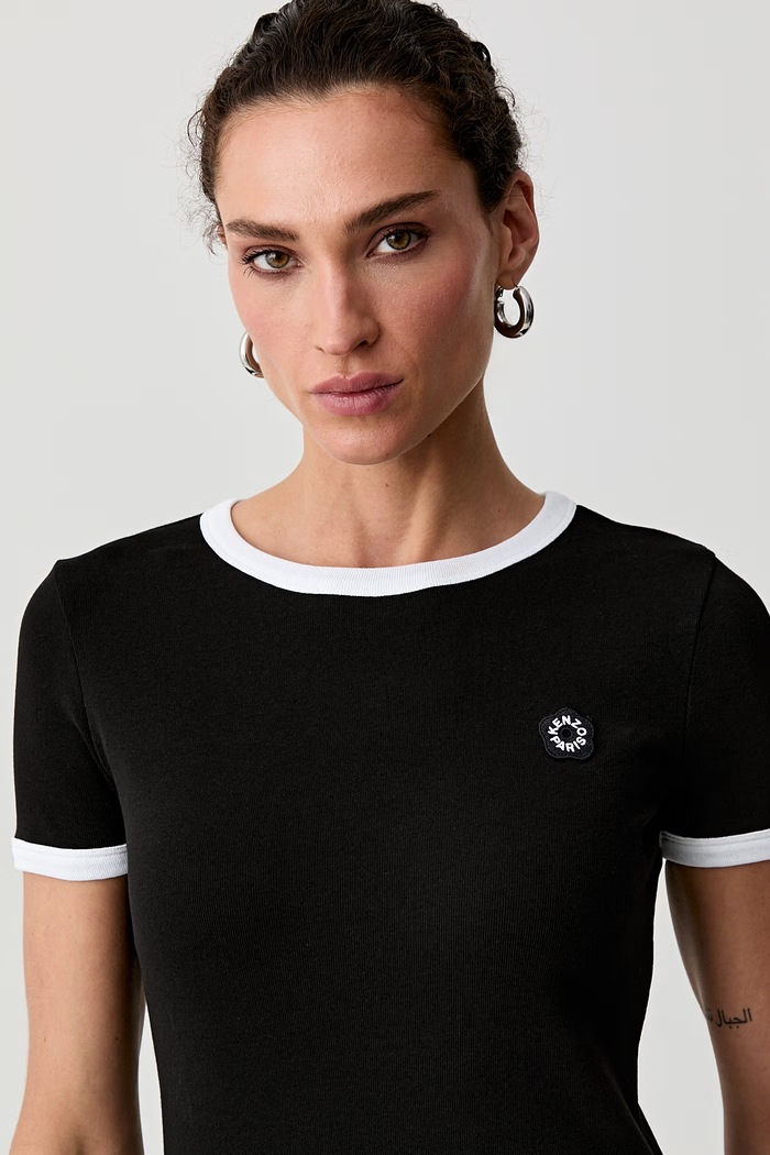 Kenzo футболка из хлопка с эластаном для женщин чёрный FG52TS2174SJ