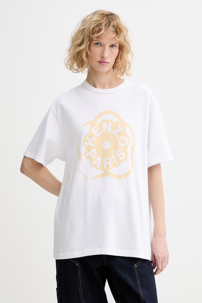 Kenzo tricou din bumbac print alb FG52TS3034SK