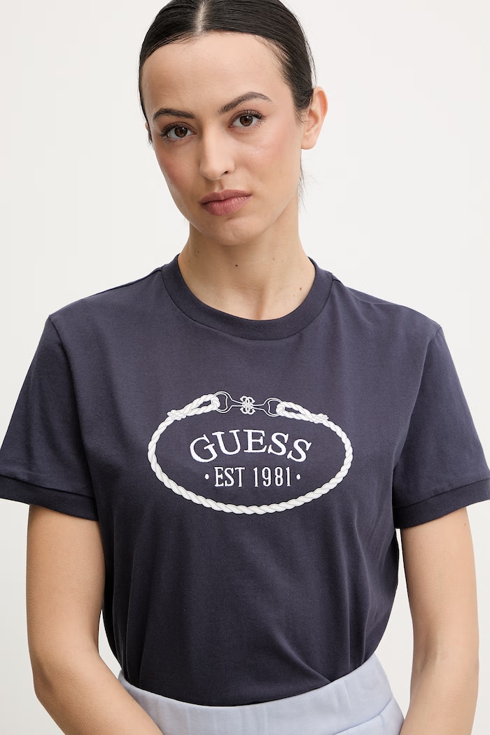 Памучна тениска Guess ROSALBA тъмносин V6RI04.K8FQ4